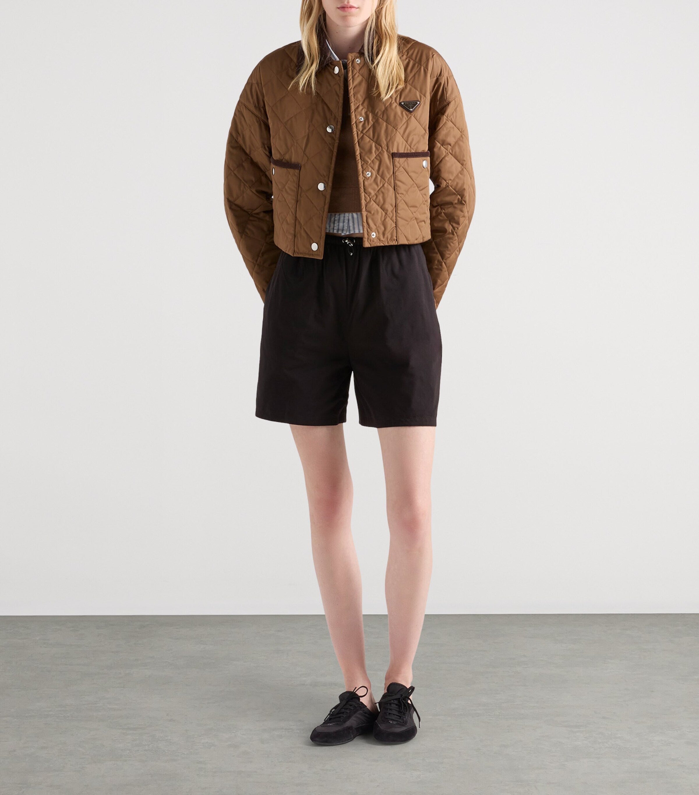 Prada Brown Re-Nylon Cropped Jacket