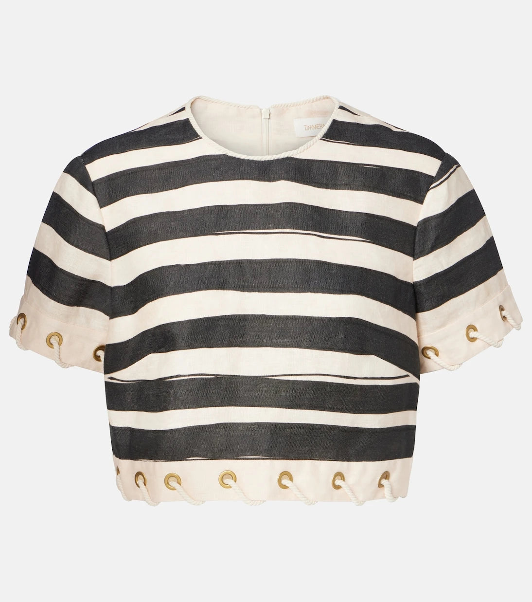 Zimmermann - Rebellion striped linen crop top