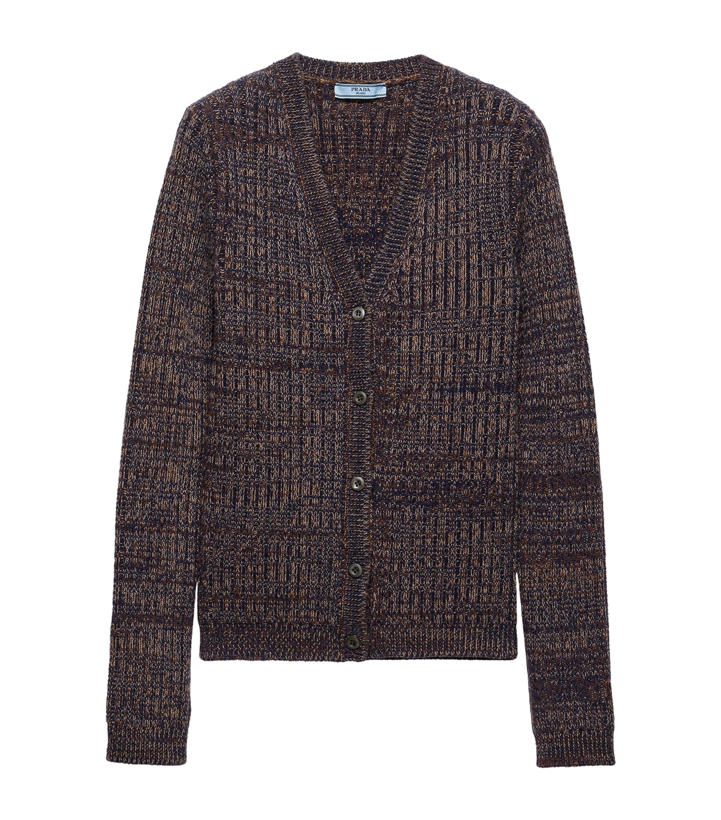 Blue Wool-Cashmere Mouliné Cardigan