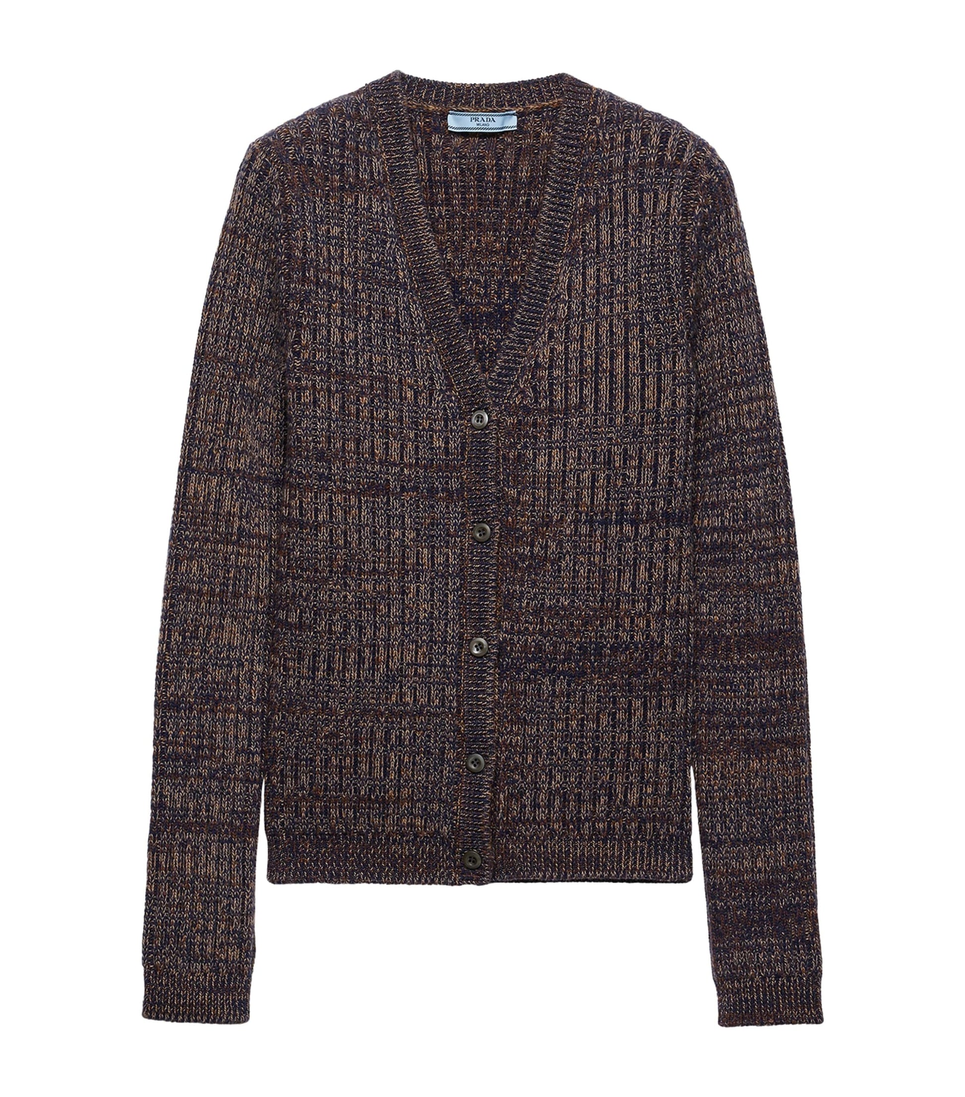 Blue Wool-Cashmere Mouliné Cardigan