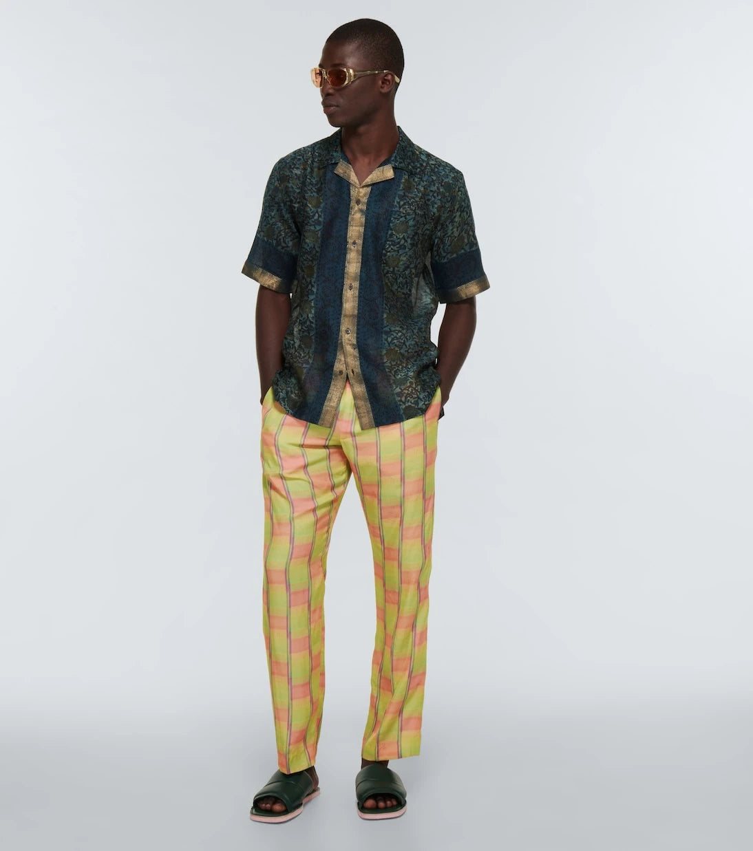Dries Van Noten - Ekose düz paça pantolon