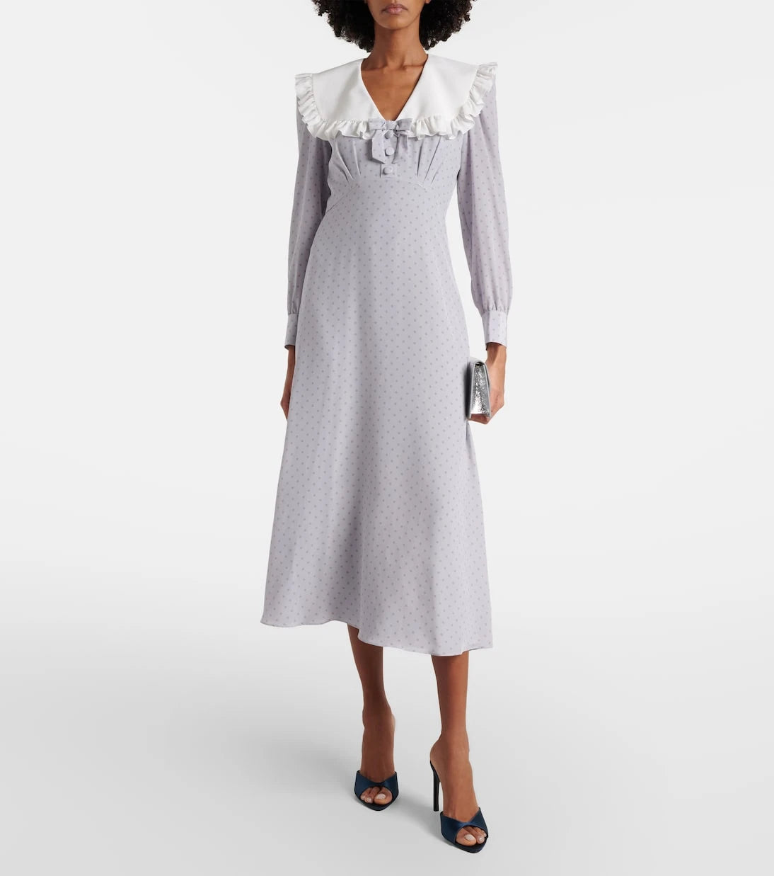 Alessandra Rich - Polka-dot ruffled silk midi dress