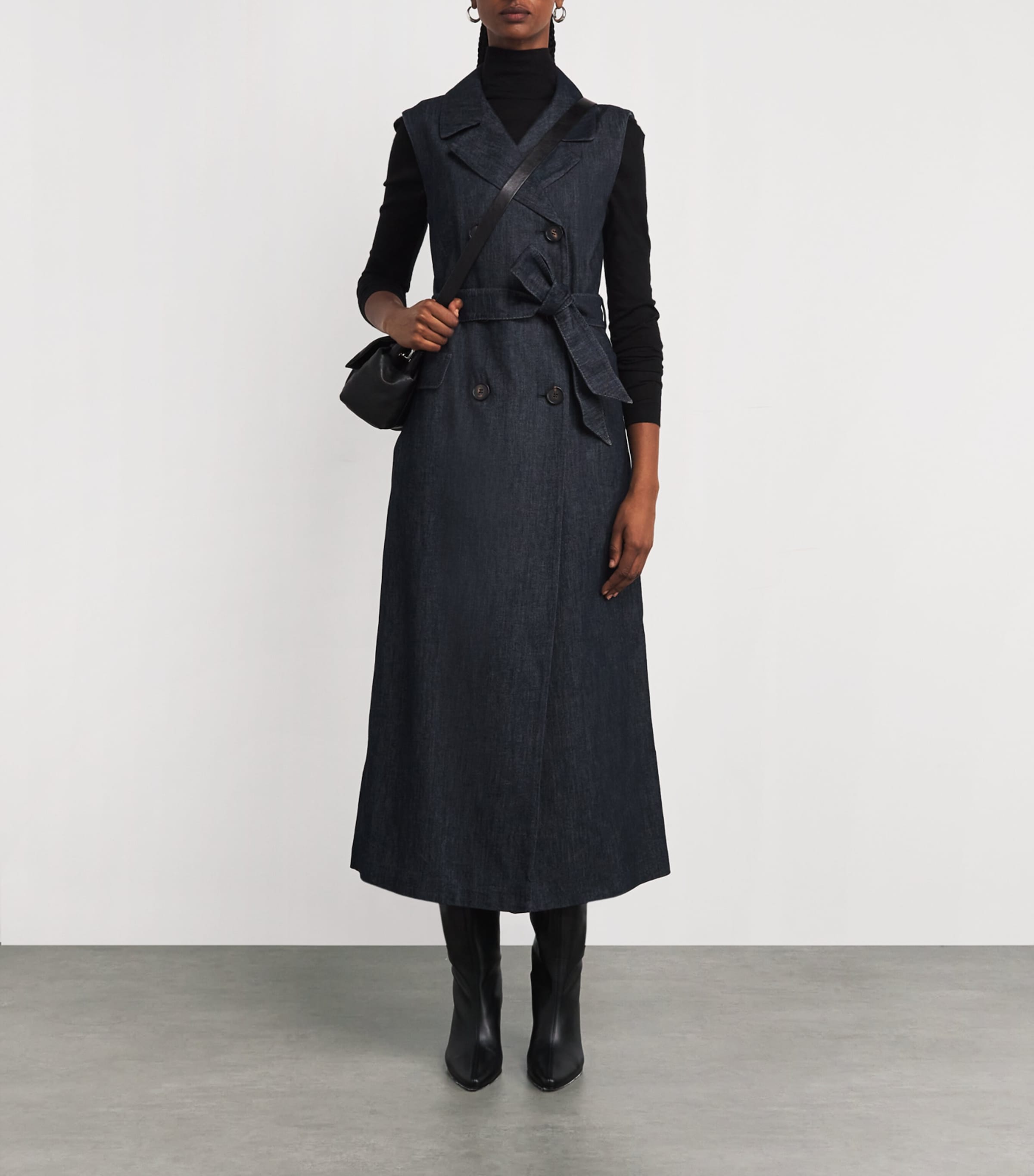 Denim Double-Breasted Midi Dress ULTRAMARINE