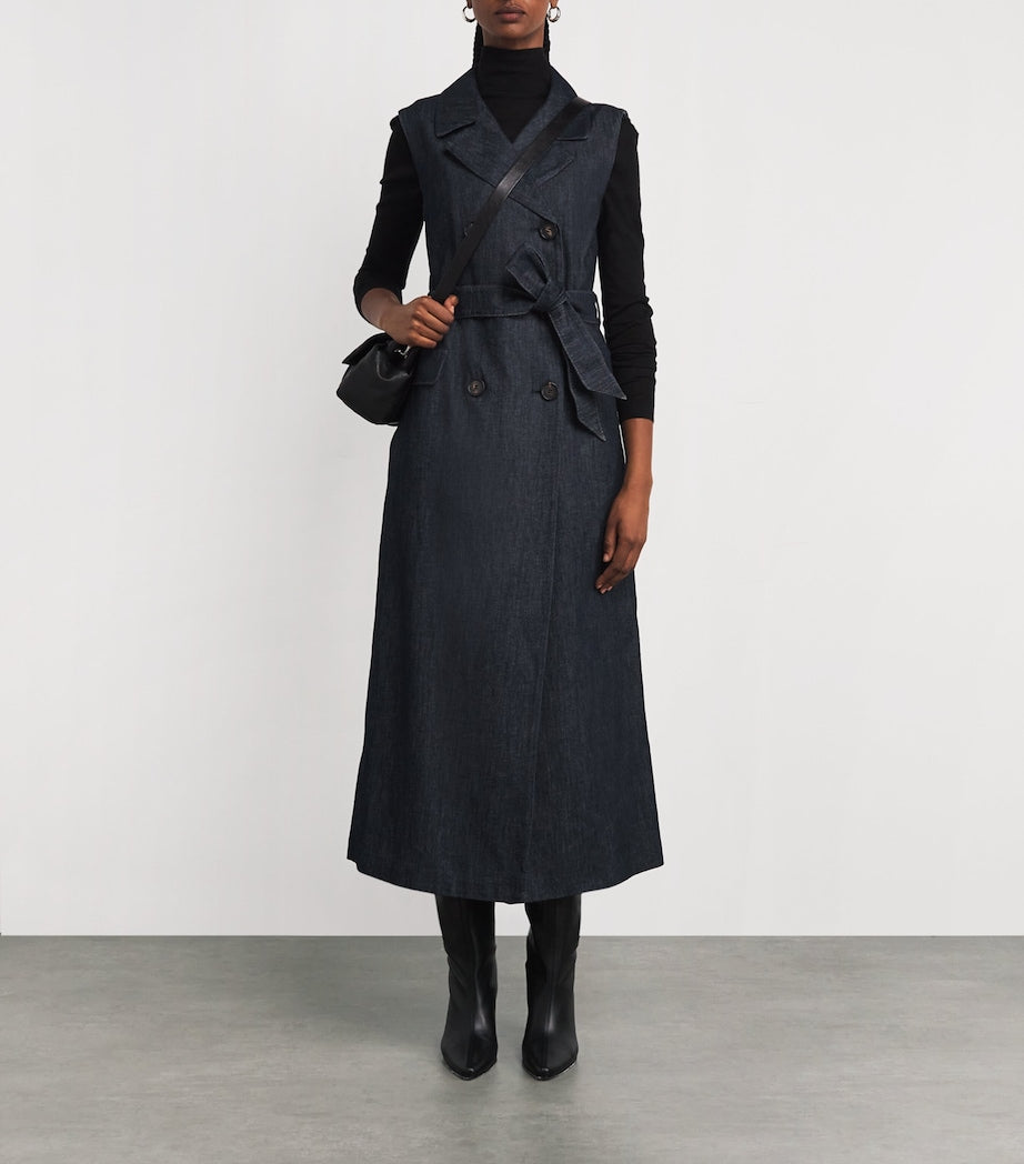 Denim Double-Breasted Midi Dress ULTRAMARINE