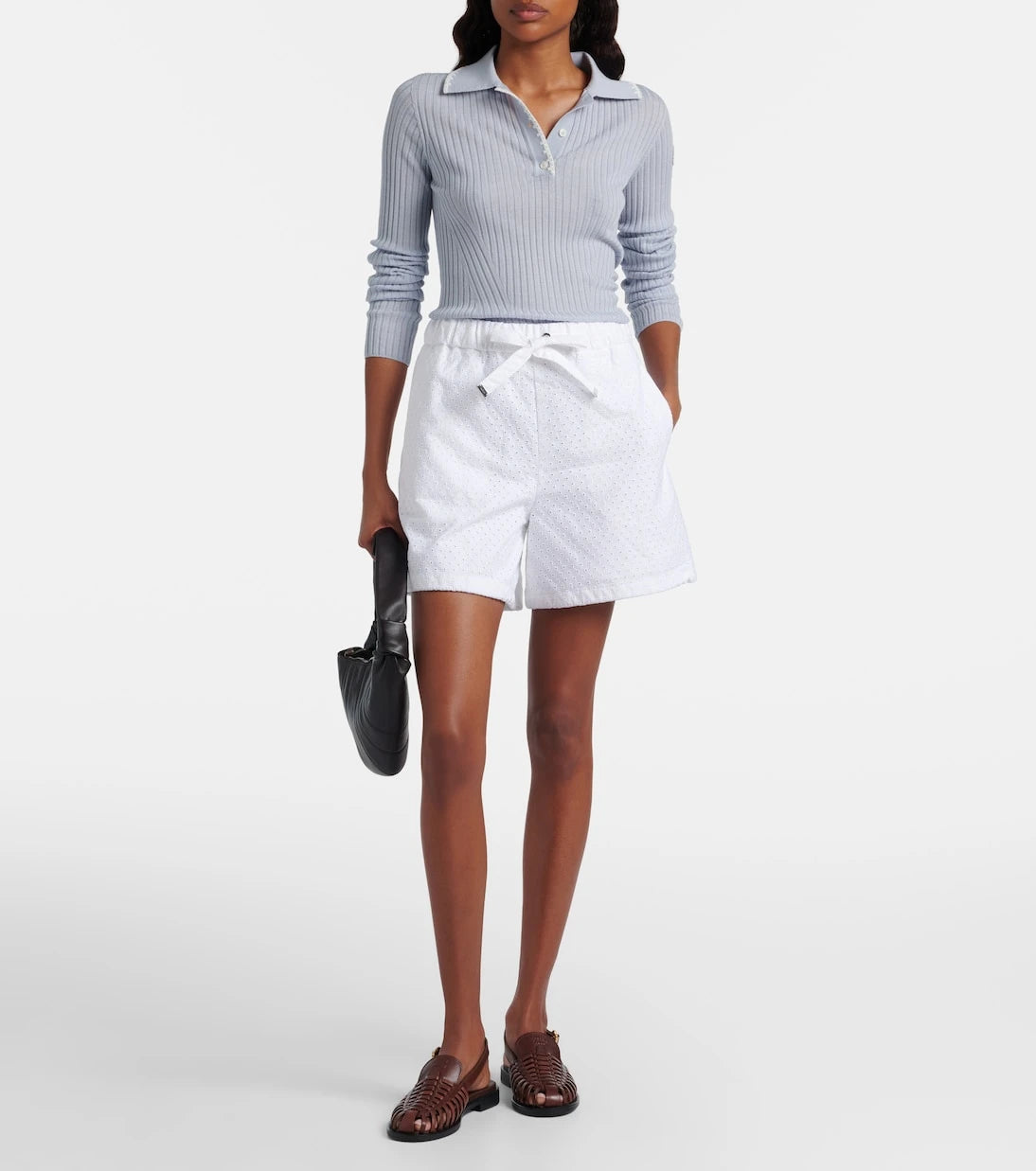 Moncler - Broderie anglaise cotton shorts