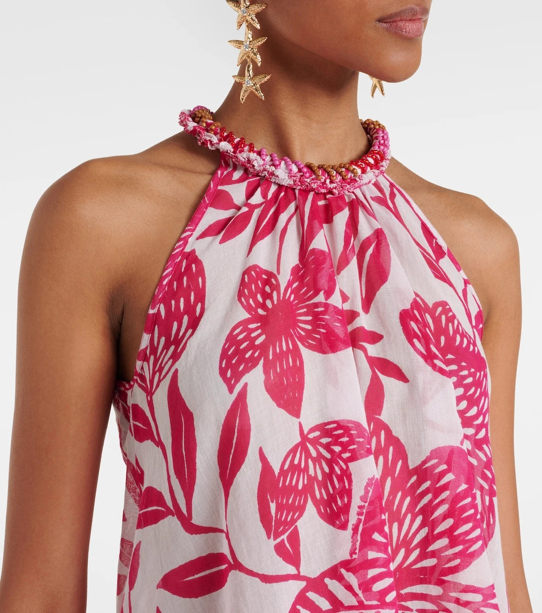 Poupette St Barth - Cleo floral beaded cotton top