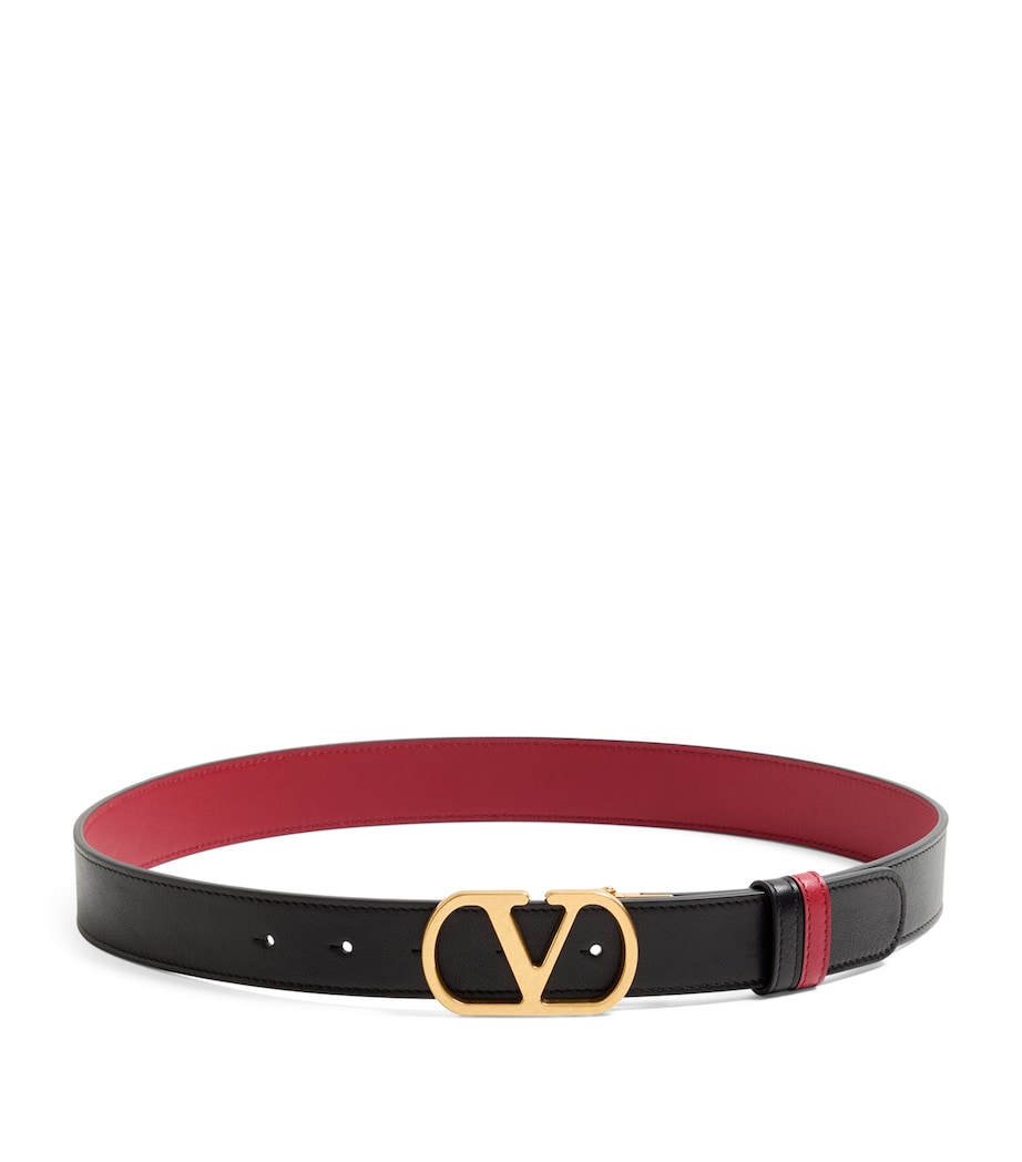 Valentino Garavani Black Reversible VLogo Signature Belt