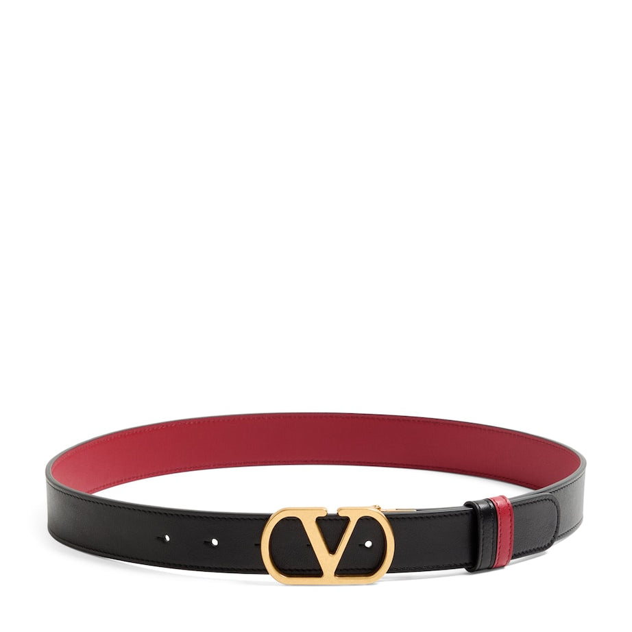 Valentino Garavani Black Reversible VLogo Signature Belt