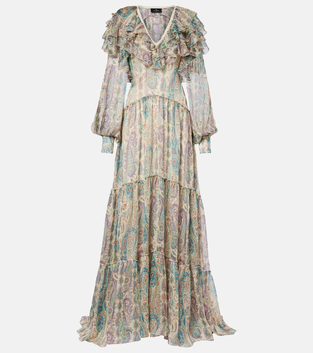 Etro - Ruffled printed silk maxi dress