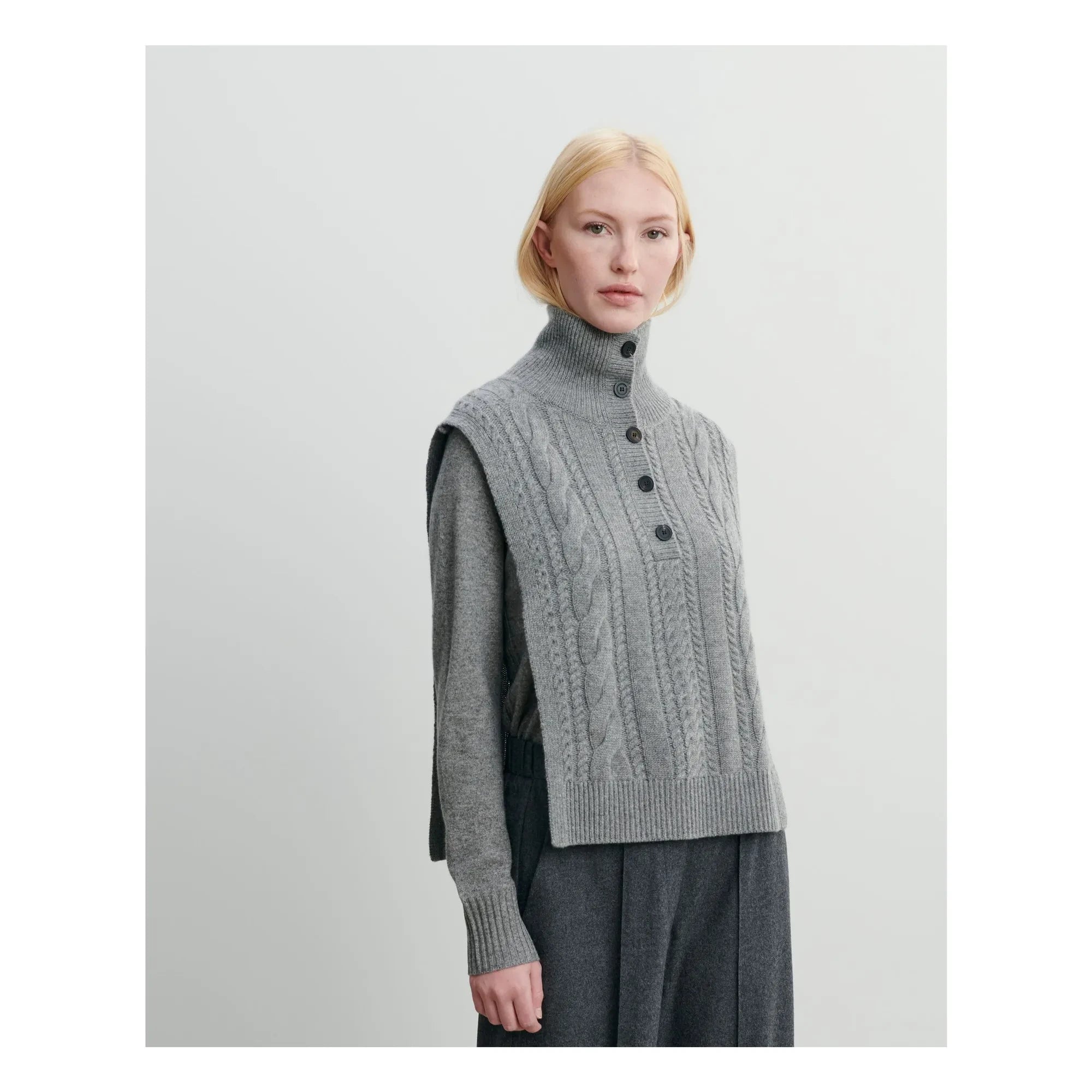 Bompard - Cashmere Buttoned Twisted Plastron | Grey
