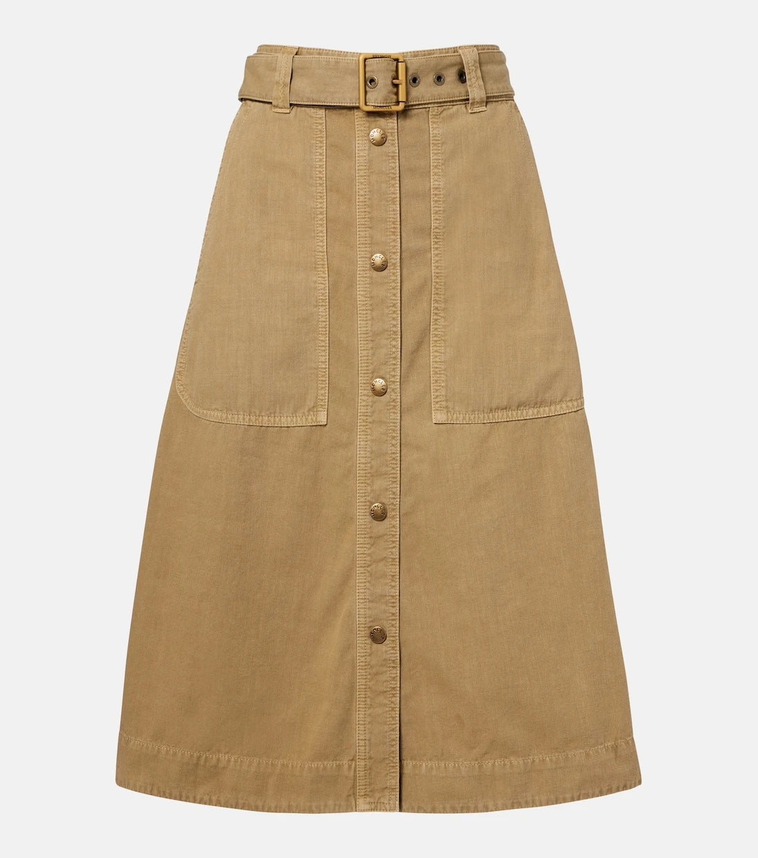 Moncler - Belted denim midi skirt