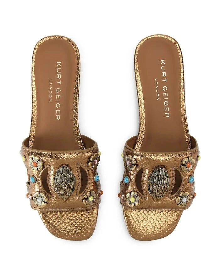 Kurt Geiger London kadın deri Eagle Cut Out Flat Sdl terlik
