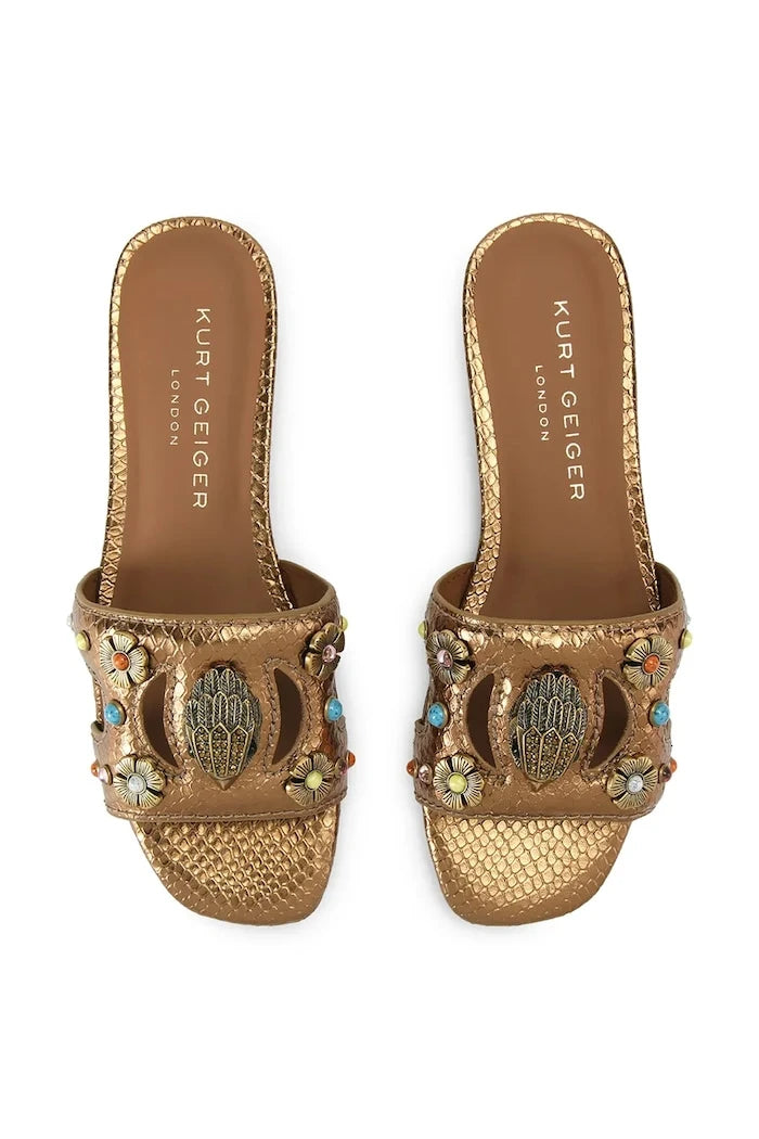 Kurt Geiger London kadın deri Eagle Cut Out Flat Sdl terlik
