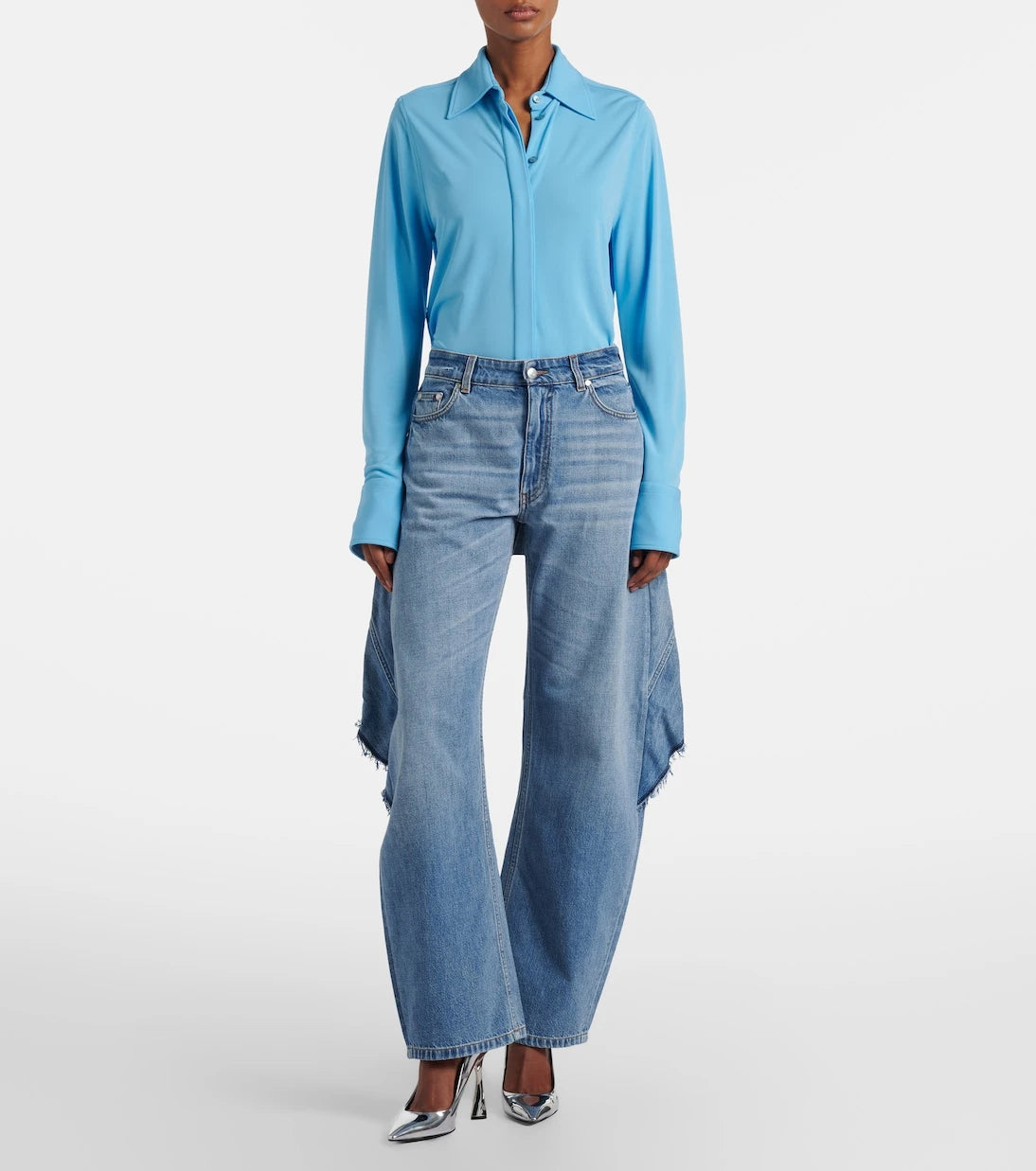 Stella McCartney - Paneled barrel-leg jeans