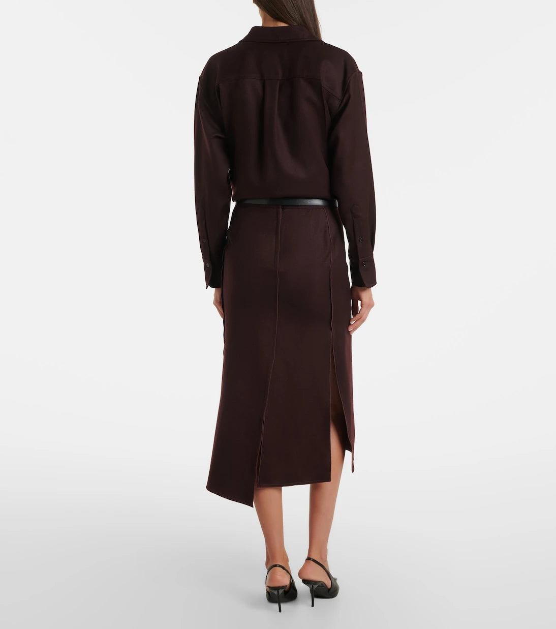 Victoria Beckham - Draped virgin wool midi skirt