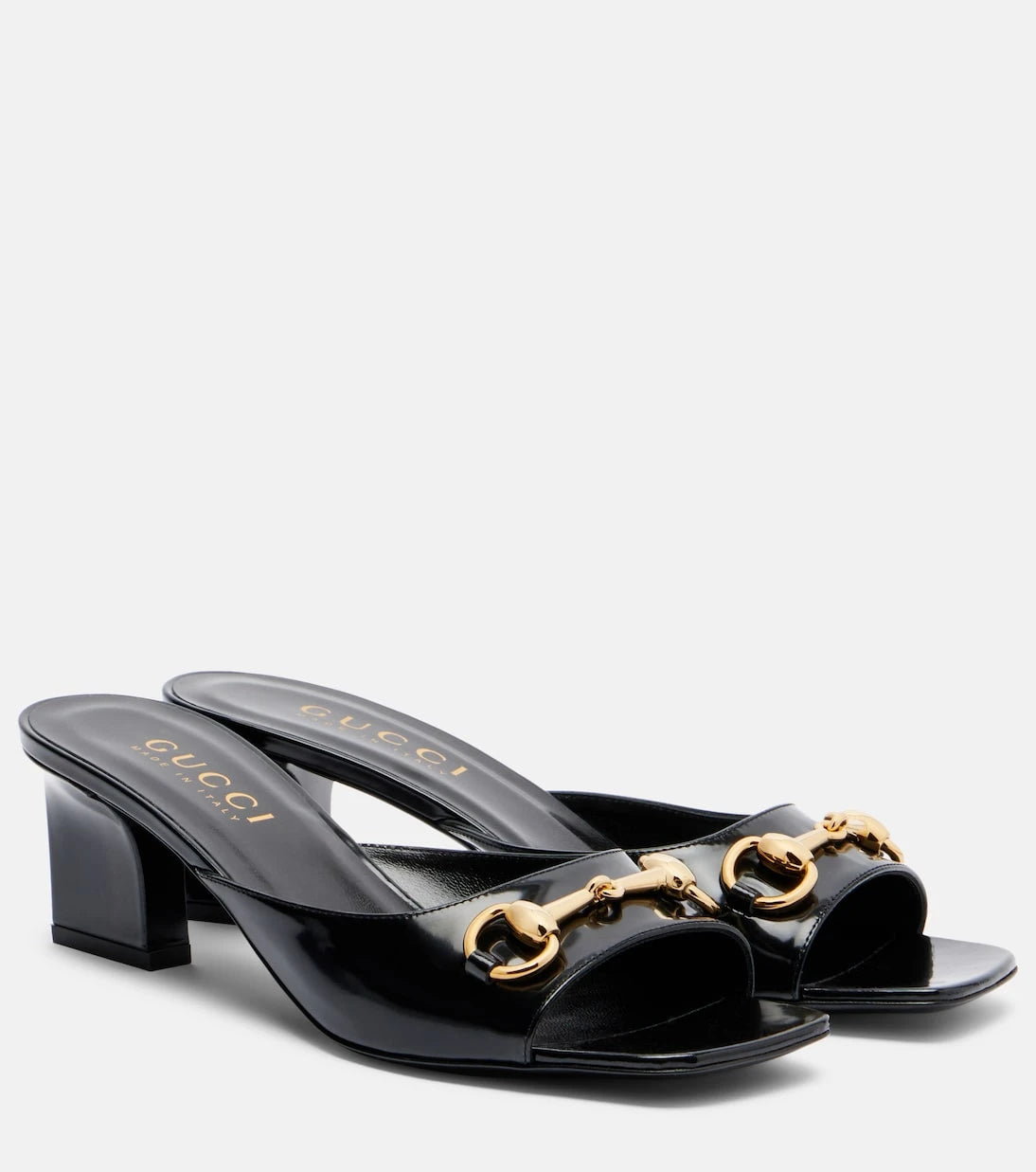 Gucci - Signora Horsebit patent leather mules