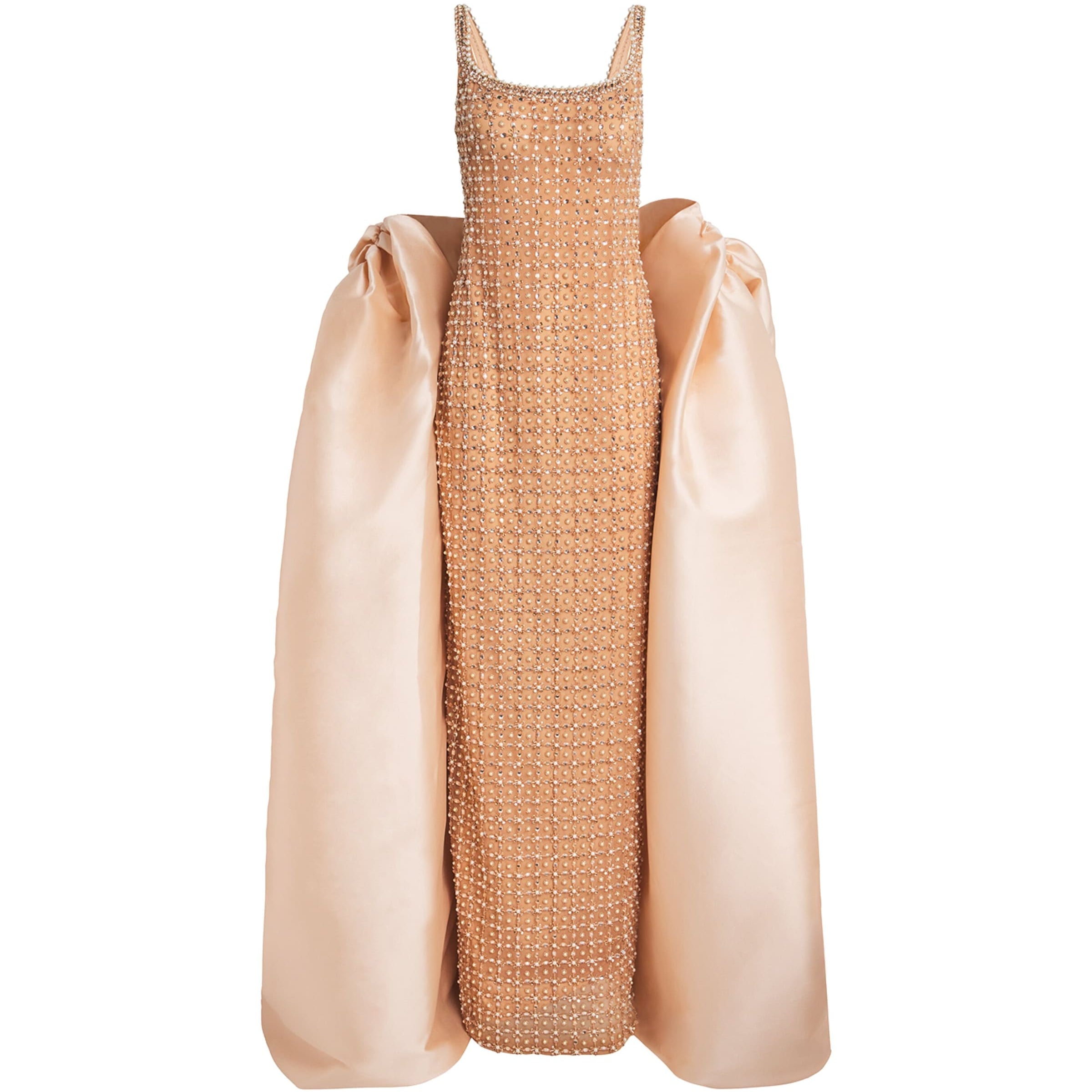 Pamella Roland Nude Embellished Gown with Cape