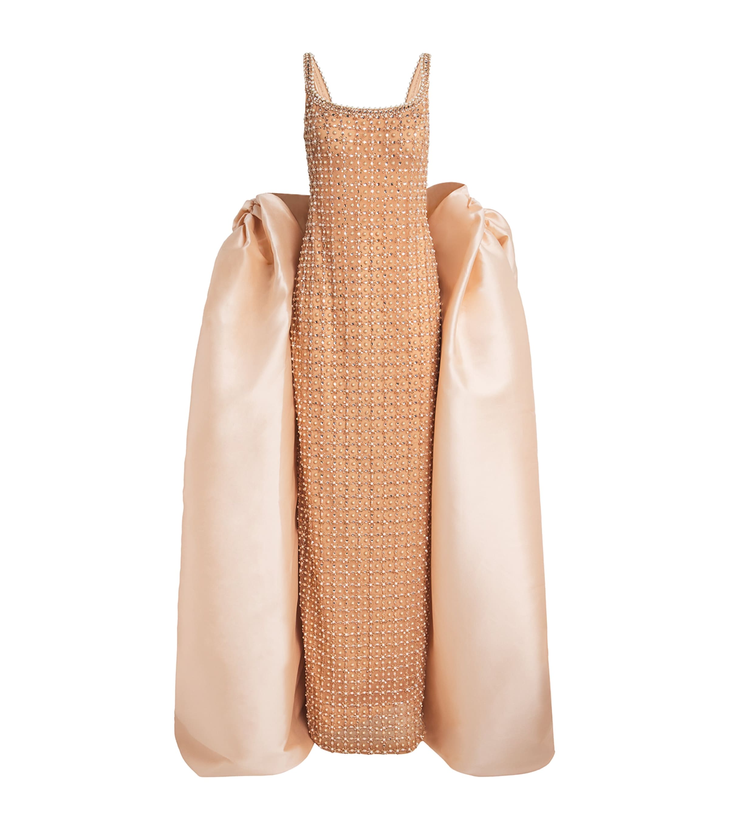 Pamella Roland Nude Embellished Gown with Cape