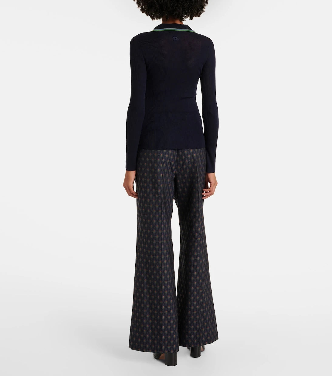 Etro - Printed wool and cotton polo sweater