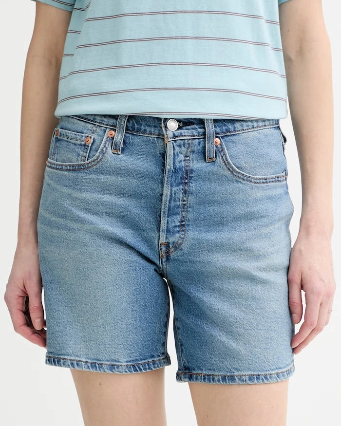 Levi's къс панталон дамски от деним 501® MID THIGH