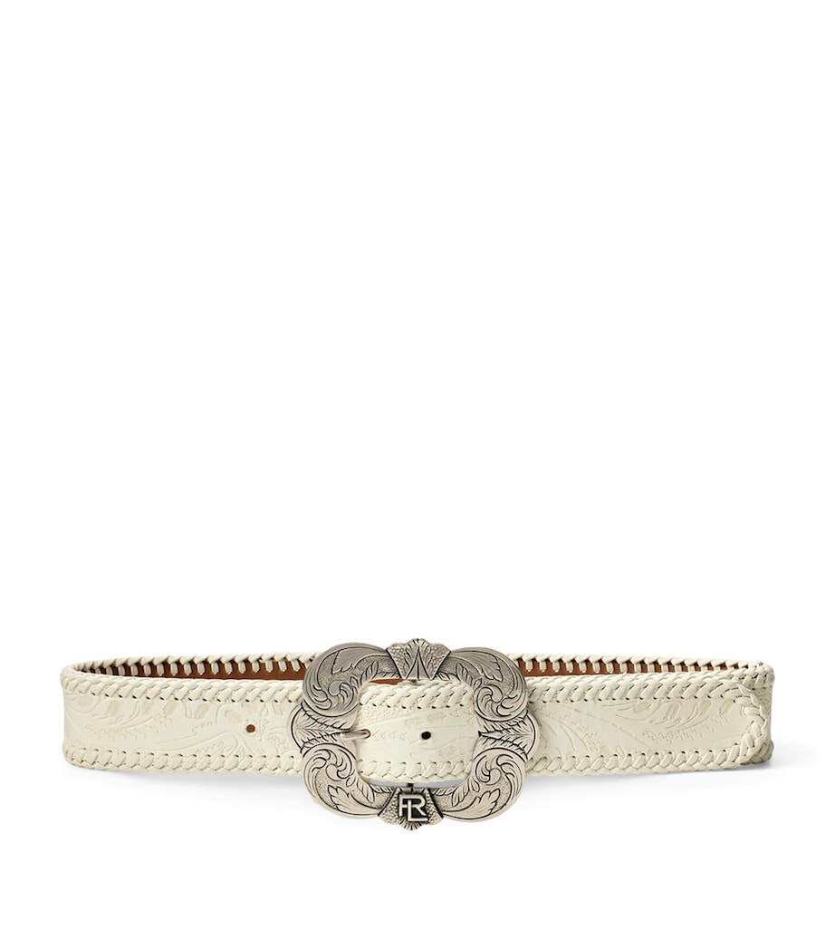 Ralph Lauren Collection White Leather Embellished Belt