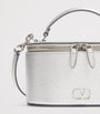 Metallic Mini Leather Vanity Case Top-Handle Bag