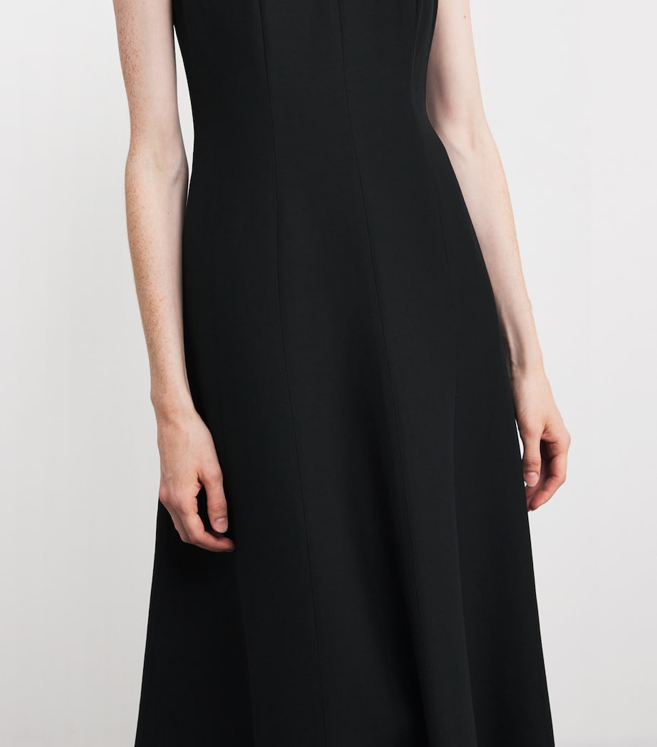 Roland Mouret Black Wool-Silk Embellished Gown