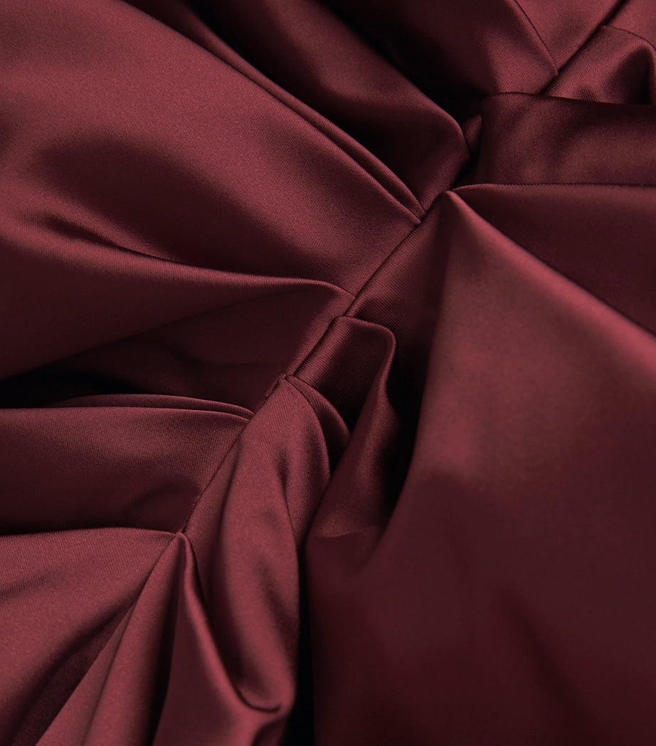 Red Stretch-Satin Maxi Dress