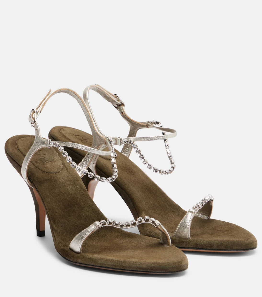 Chloé - Zia embellished metallic leather sandals