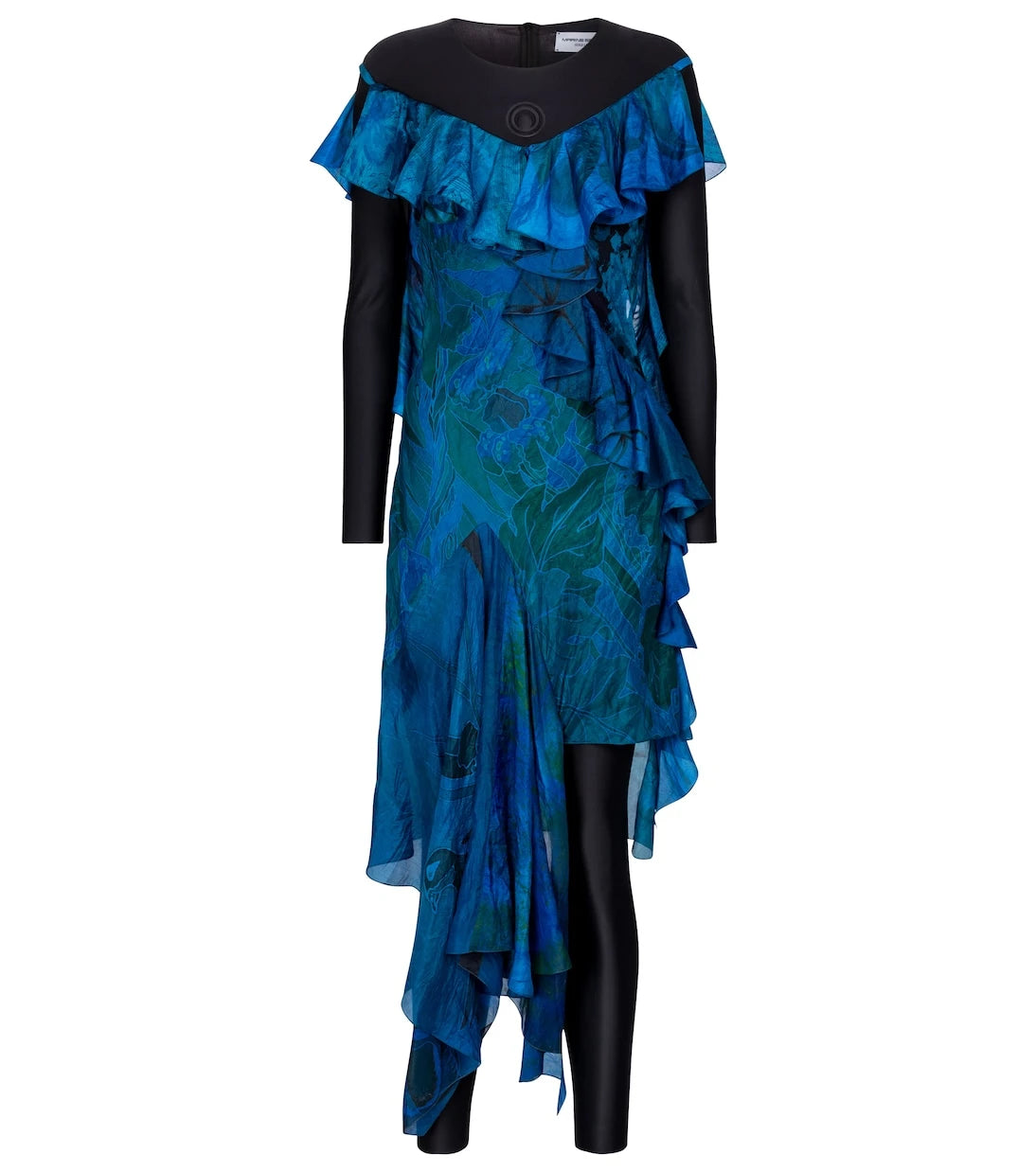 Marine Serre - Printed silk and stretch-jersey dress