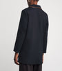 Twill Leather-Trim Coat NAVY BLUE