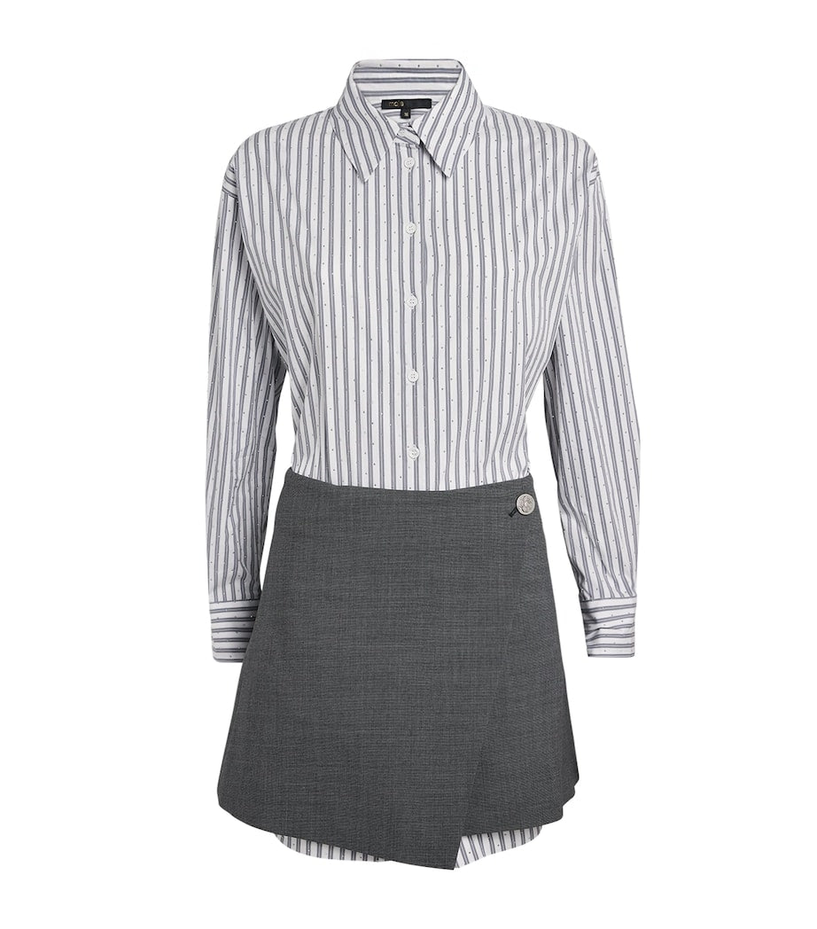 Stripe Shirt-Skirt Hybrid Mini Dress