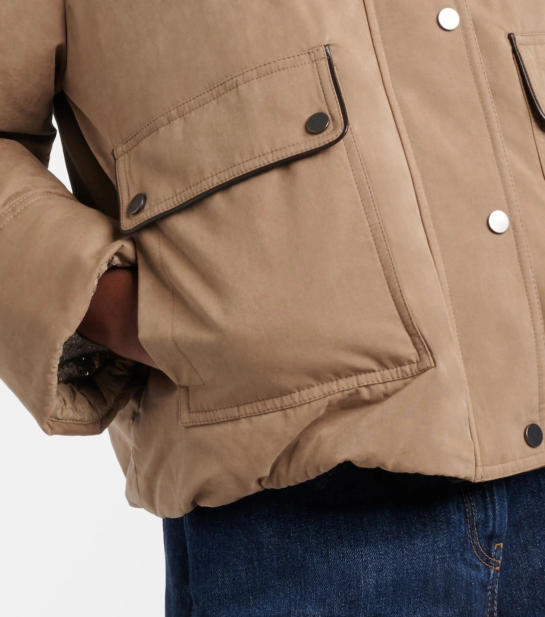 Brunello Cucinelli - Leather-trimmed padded jacket