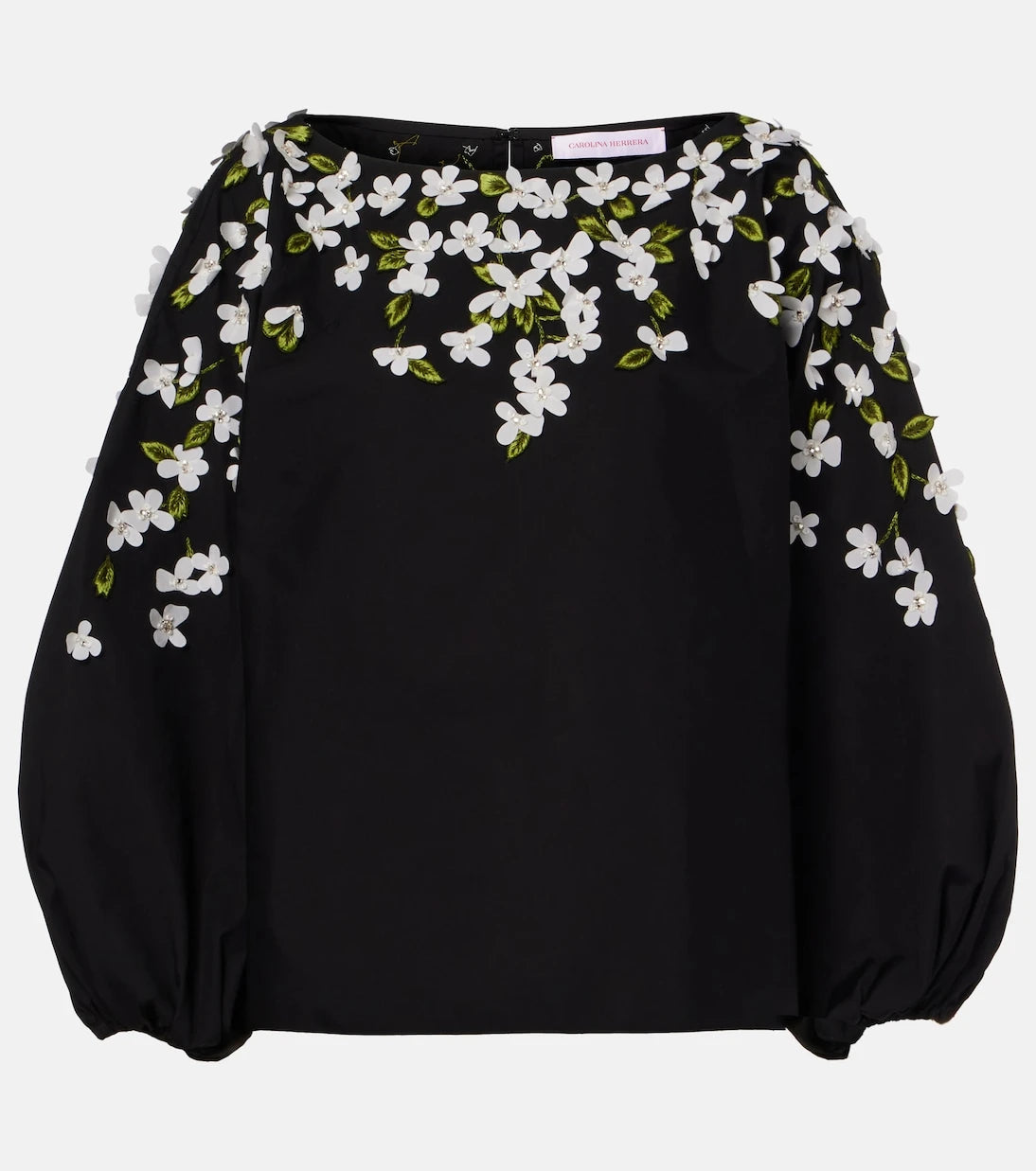Carolina Herrera - Floral-appliqué cotton-blend top