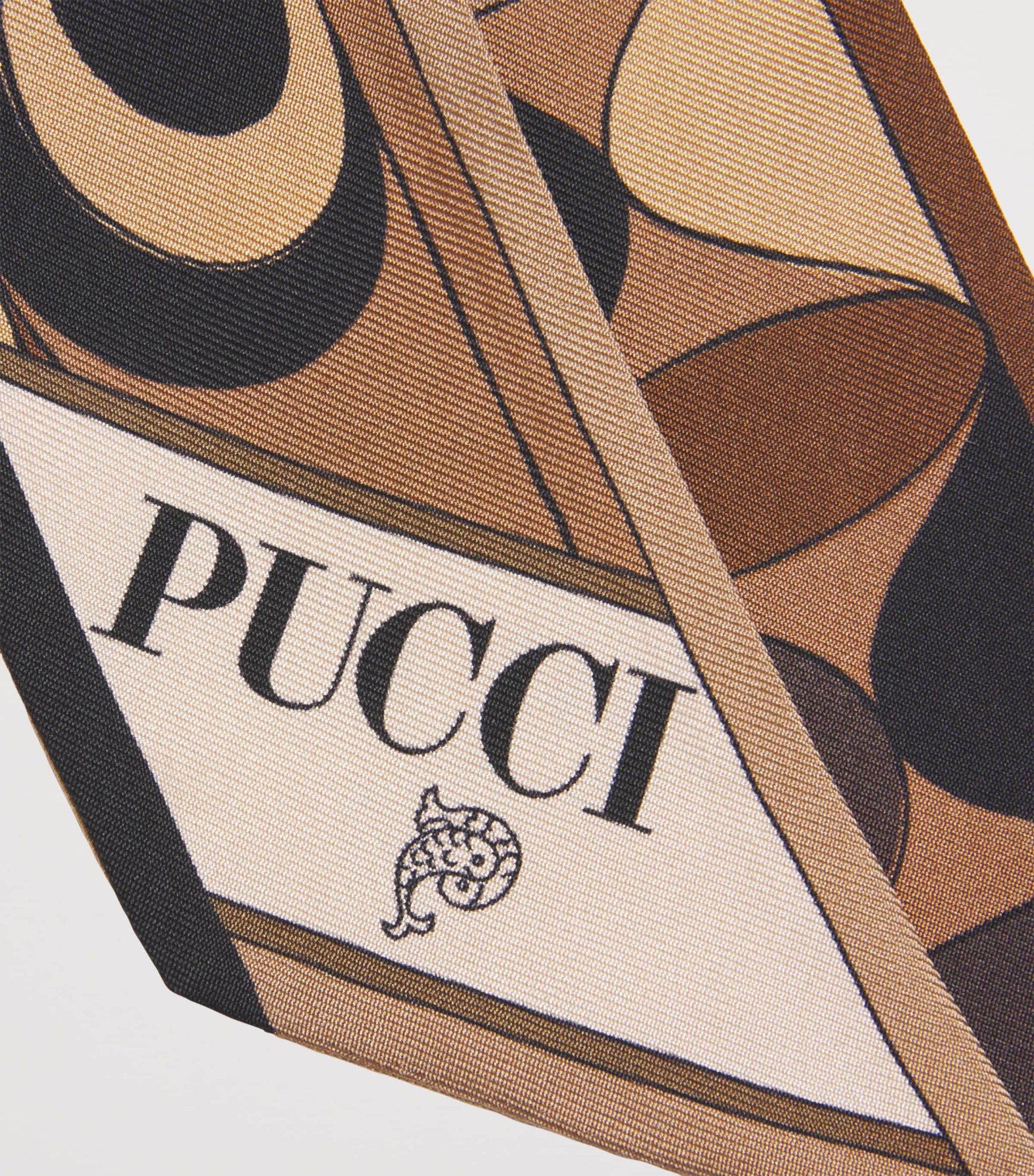 Brown Silk Twill Printed Scarf