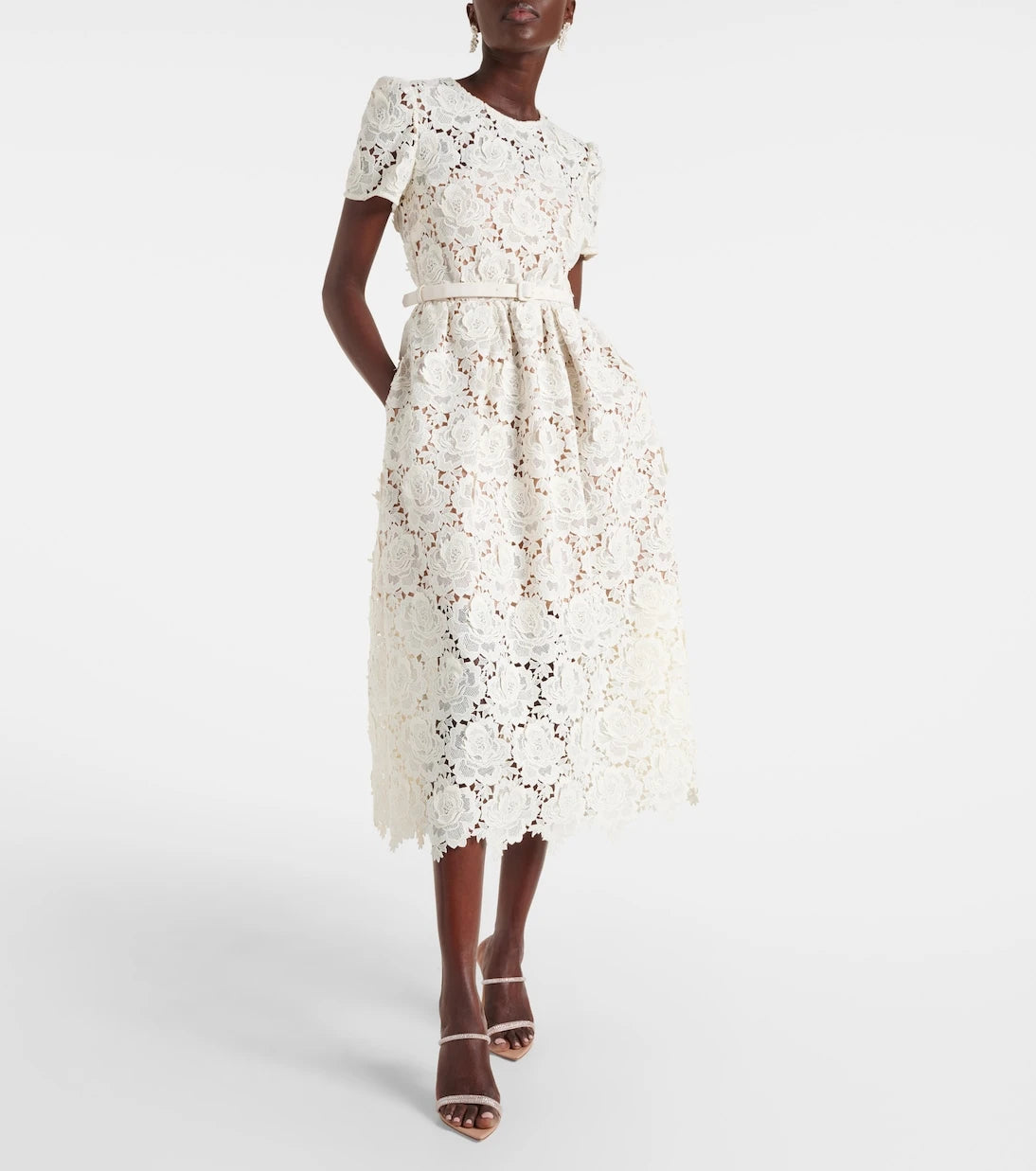 Self-Portrait - Floral lace midi dress