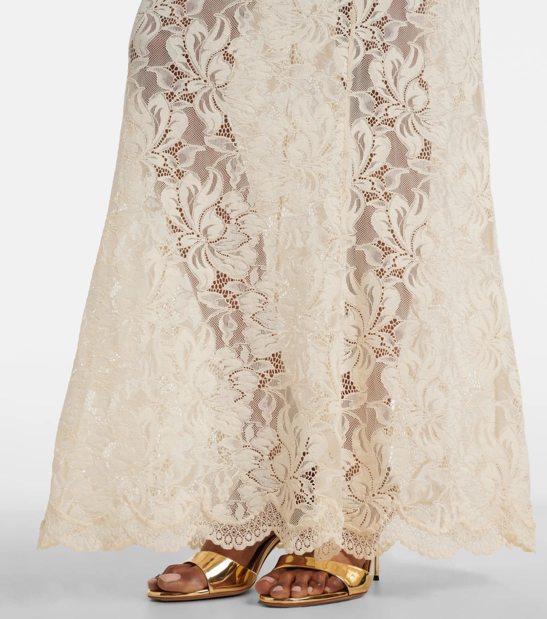 Rabanne - Lace and satin maxi dress