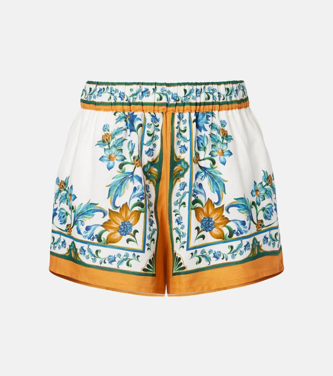 Farm Rio - Flora Tile floral linen-blend shorts