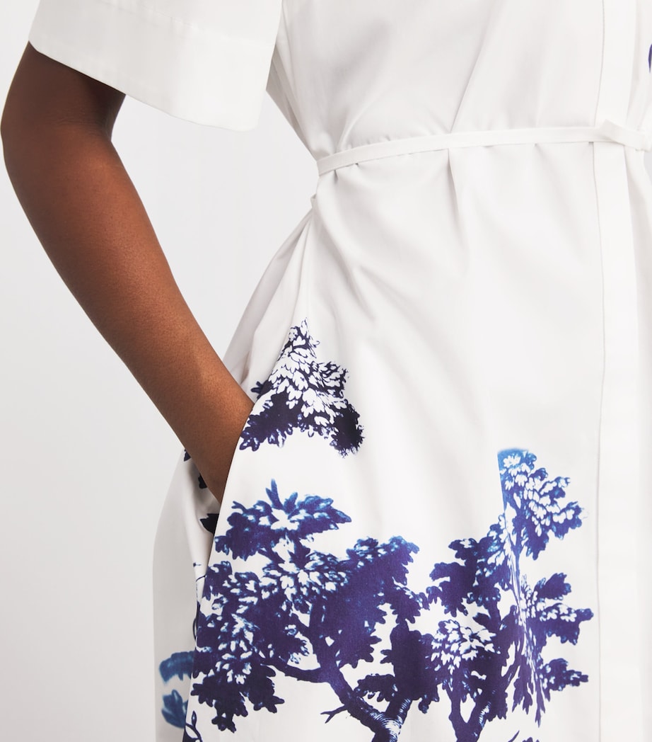 Cotton Floral Midi Shirt Dress