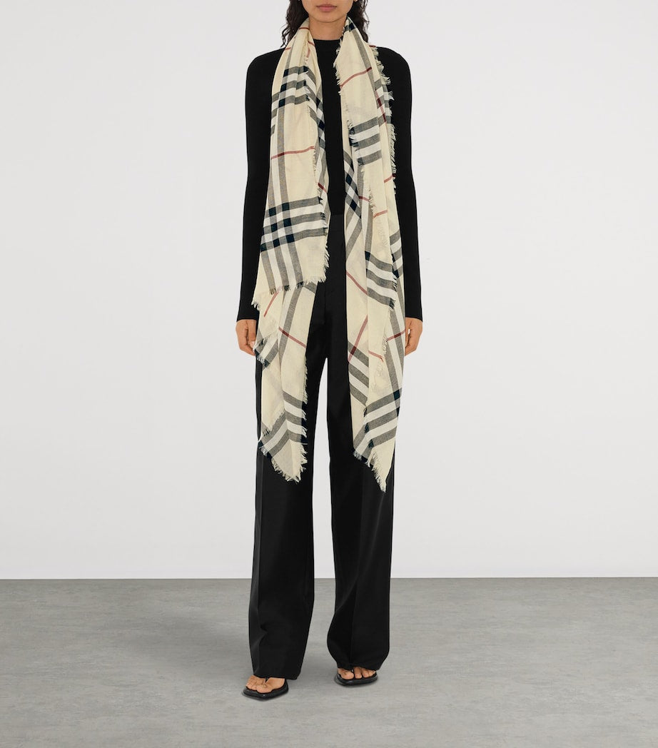 Wool Wide Check Scarf