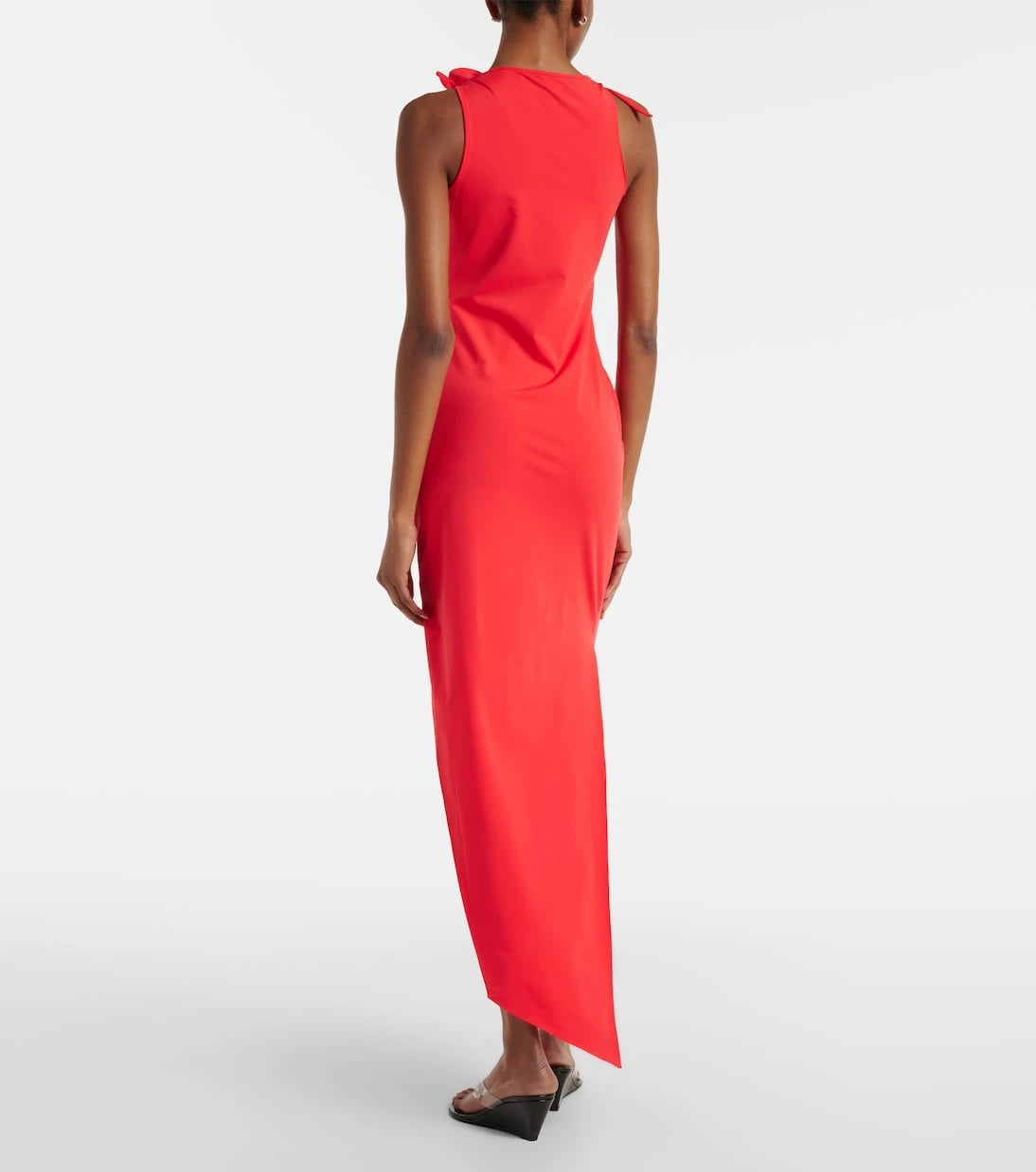 Coperni - Floral-appliqué asymmetric jersey maxi dress