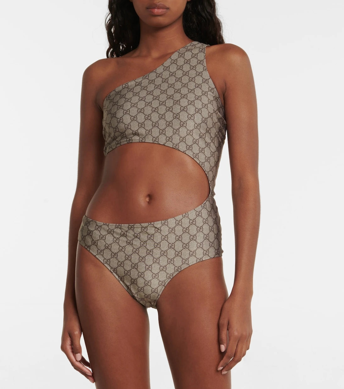 Gucci - GG cutout one-shoulder swimsuit