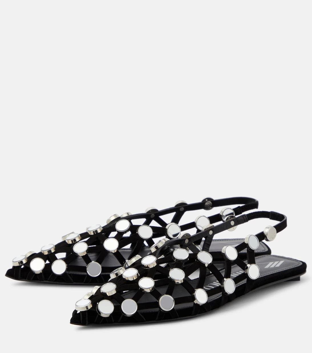 The Attico - Grid embellished suede ballet flats