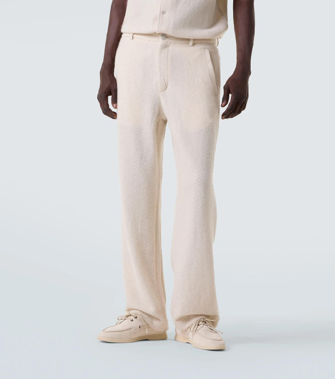 God's True Cashmere - Diamond cashmere straight pants with moonstone