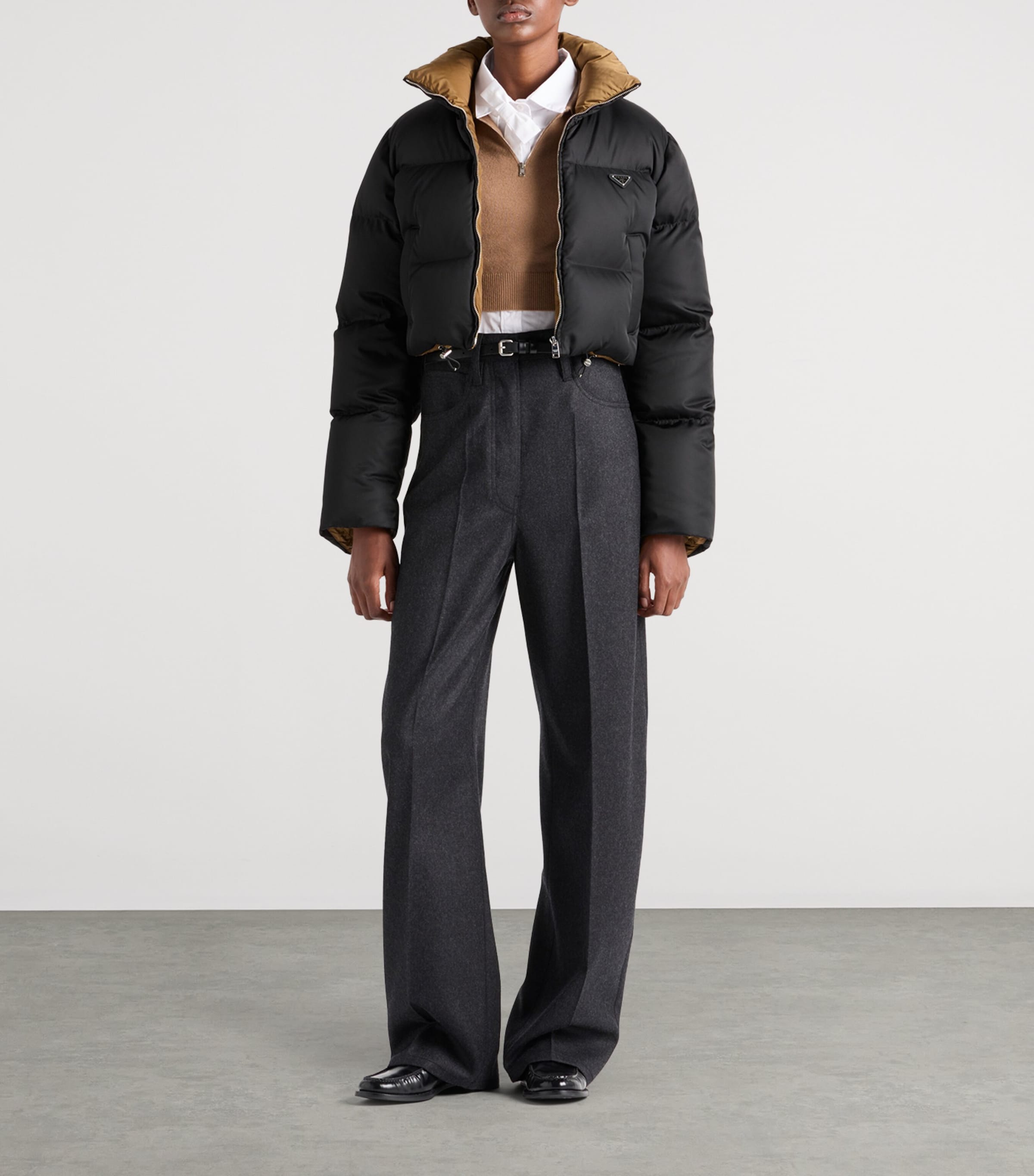 Prada Black Re-Nylon Cropped Down Jacket
