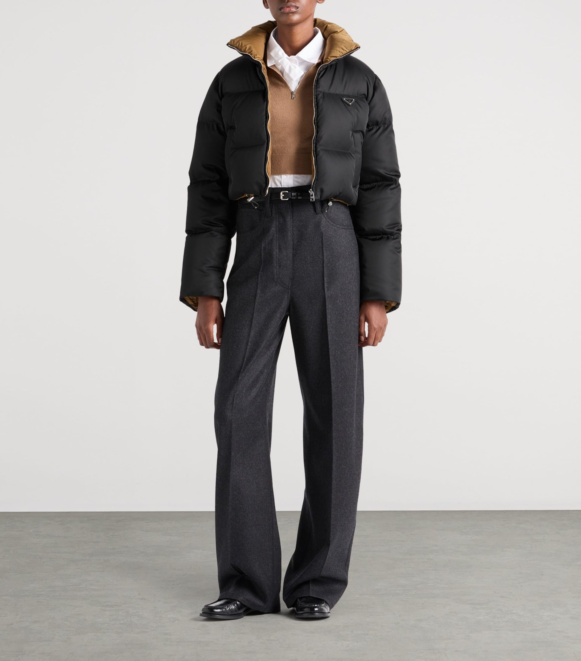 Prada Black Re-Nylon Cropped Down Jacket