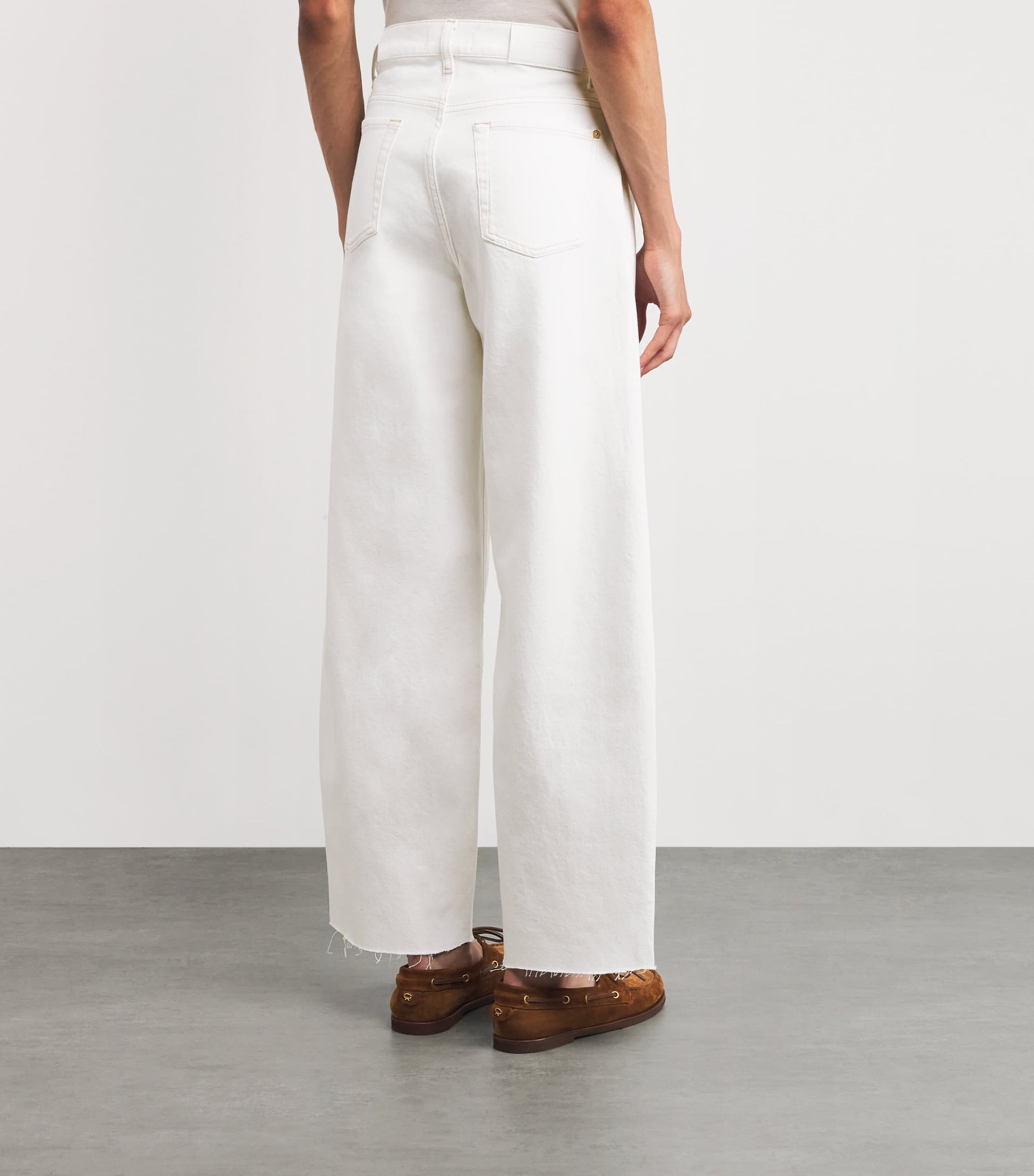 White Twisted Bonnie Barrel-Leg Jeans