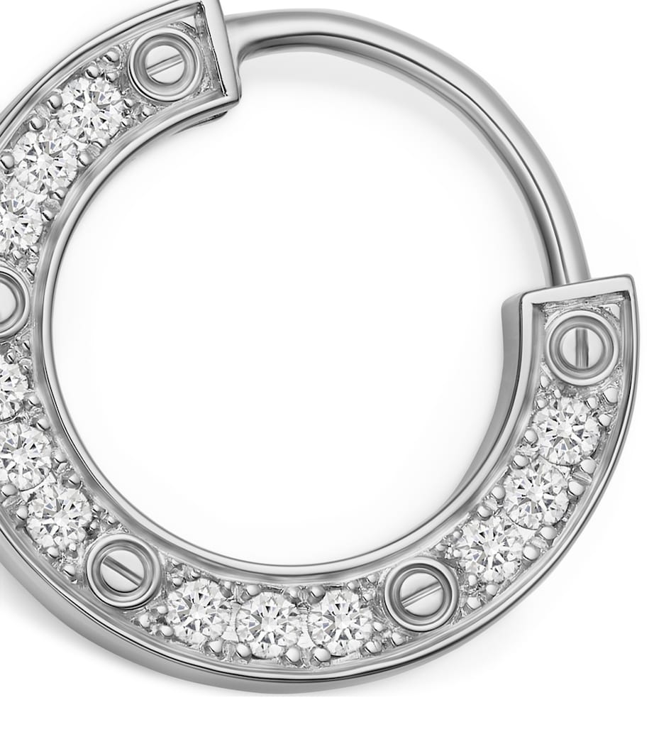 White Gold and Diamond LOVE Single Hoop Earring