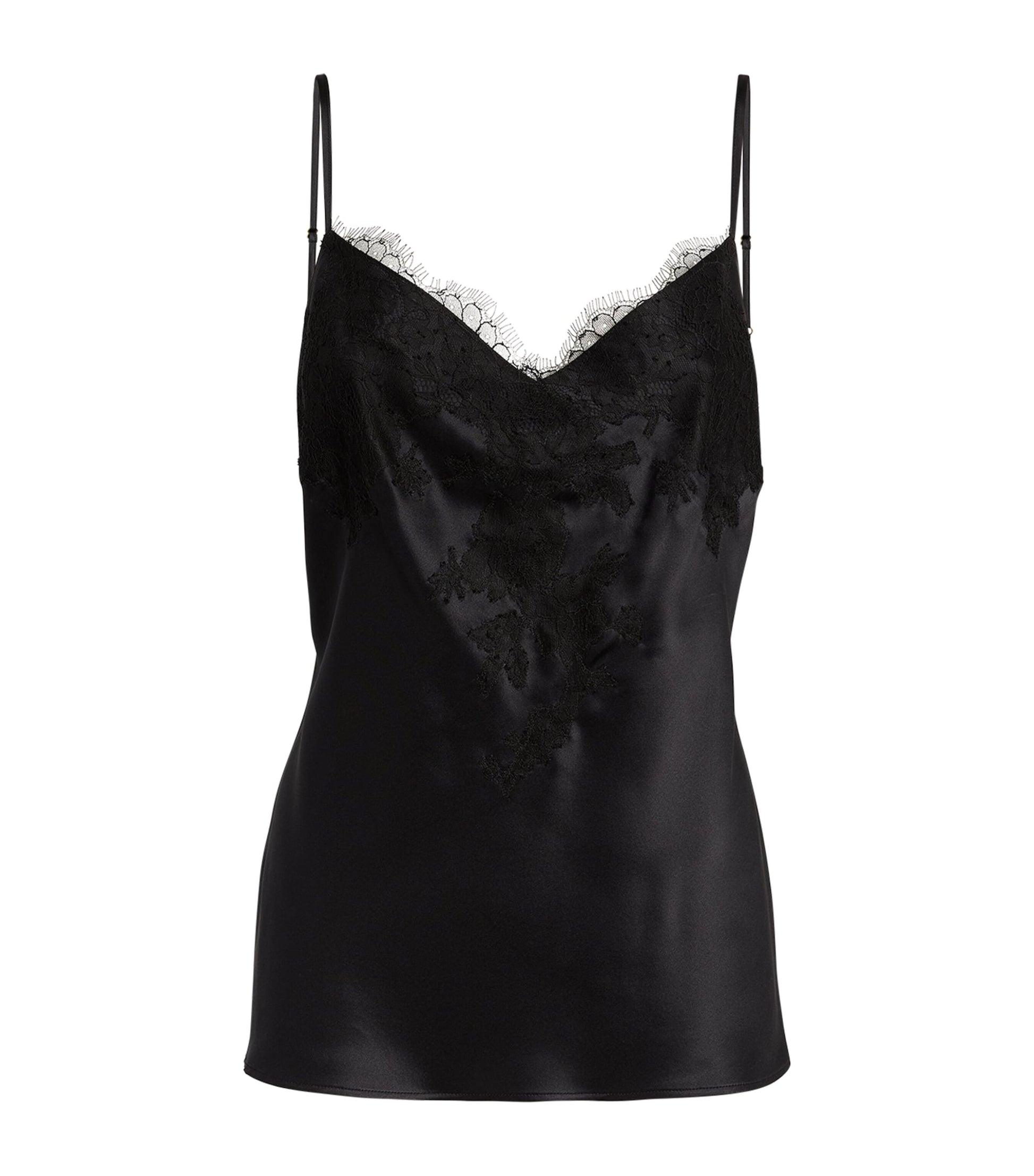 Silk Lace-Trim Baccarat Camisole NOIR