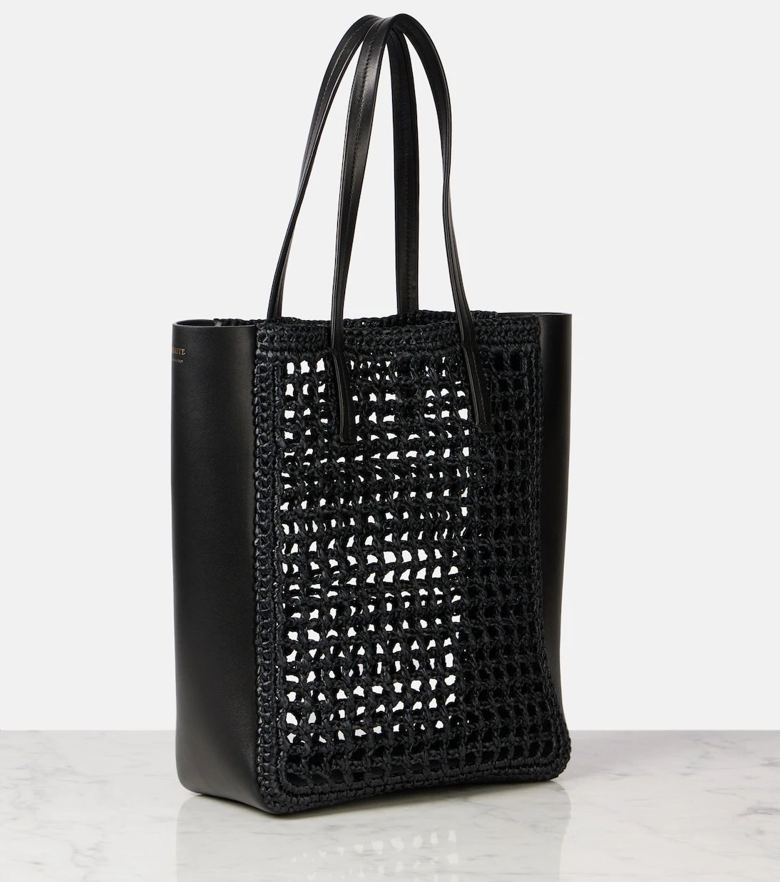 Khaite - Zoe Small leather-trimmed raffia tote bag